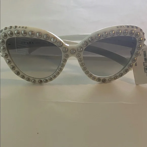Prada White Studded Cat-Eye Sunglasses - Picture 1 of 5
